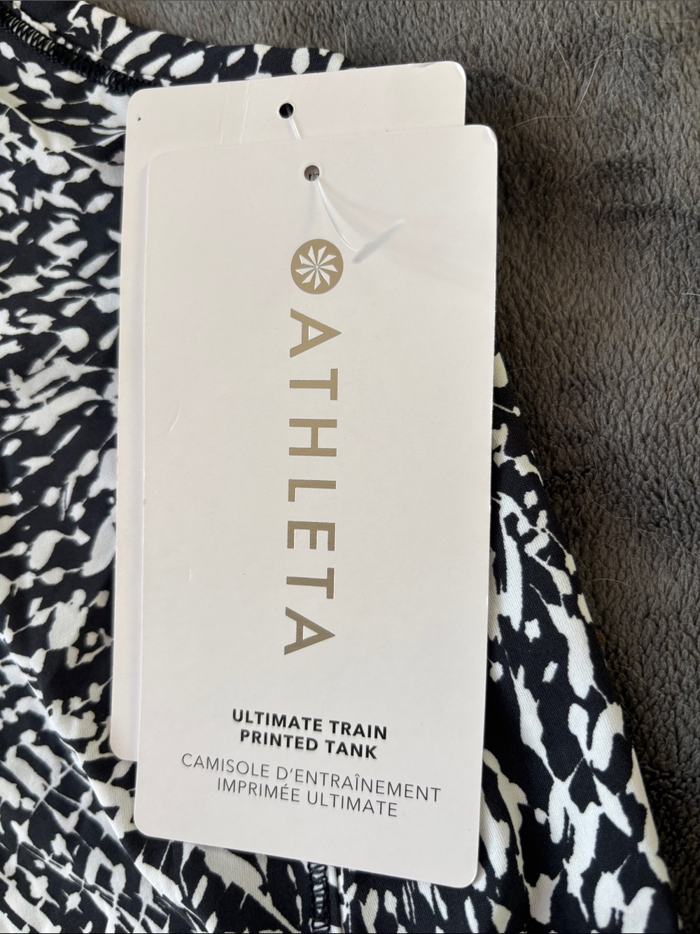 NWT Athleta Black and White Ultimate Train Printed Tank - Picture 5 of 8